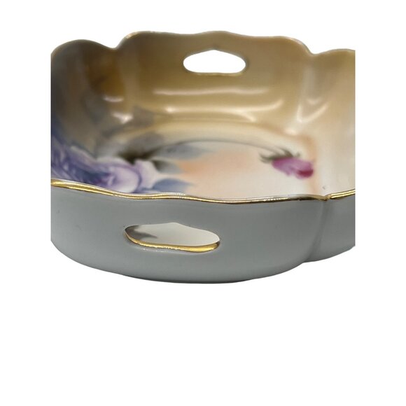 Vintage 40's Noritake Hand Painted Floral Trinket Tray Dresser Rose - Picture 4 of 5